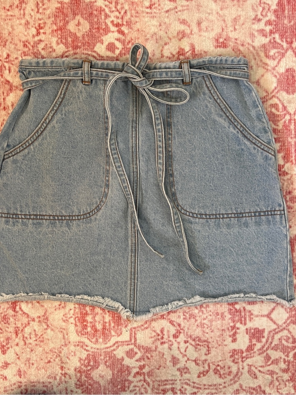 Billabong Light Blue Denim Skirt with Tie Waist